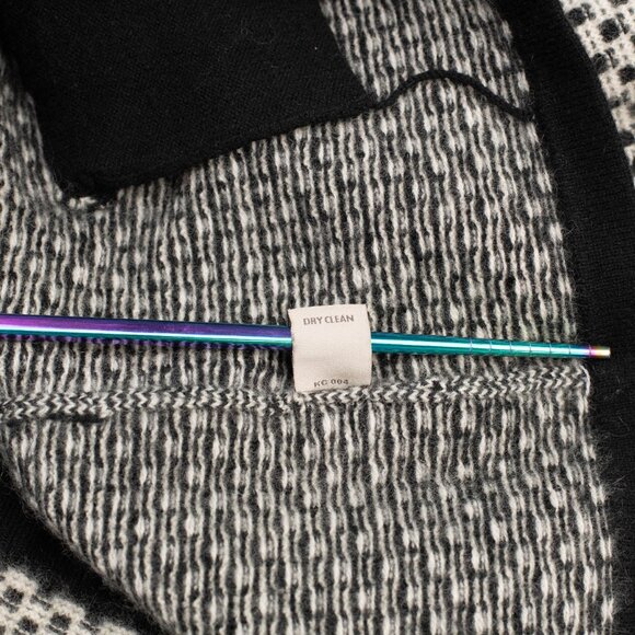 Kinross Cashmere Cardigan Sweater M Black White Check Luxury Knit Classic - Picture 7 of 7